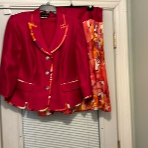 Beautiful Two Piece Red/Multicolored Suite